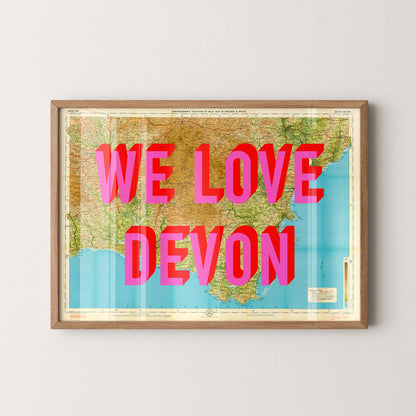 South Devon Pop Art Map Print (landscape)