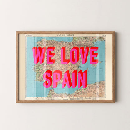 Spain Pop Art Map Print (landscape)