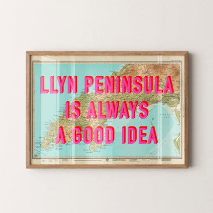 Llyn Peninsula Pop Art Map Print (landscape)