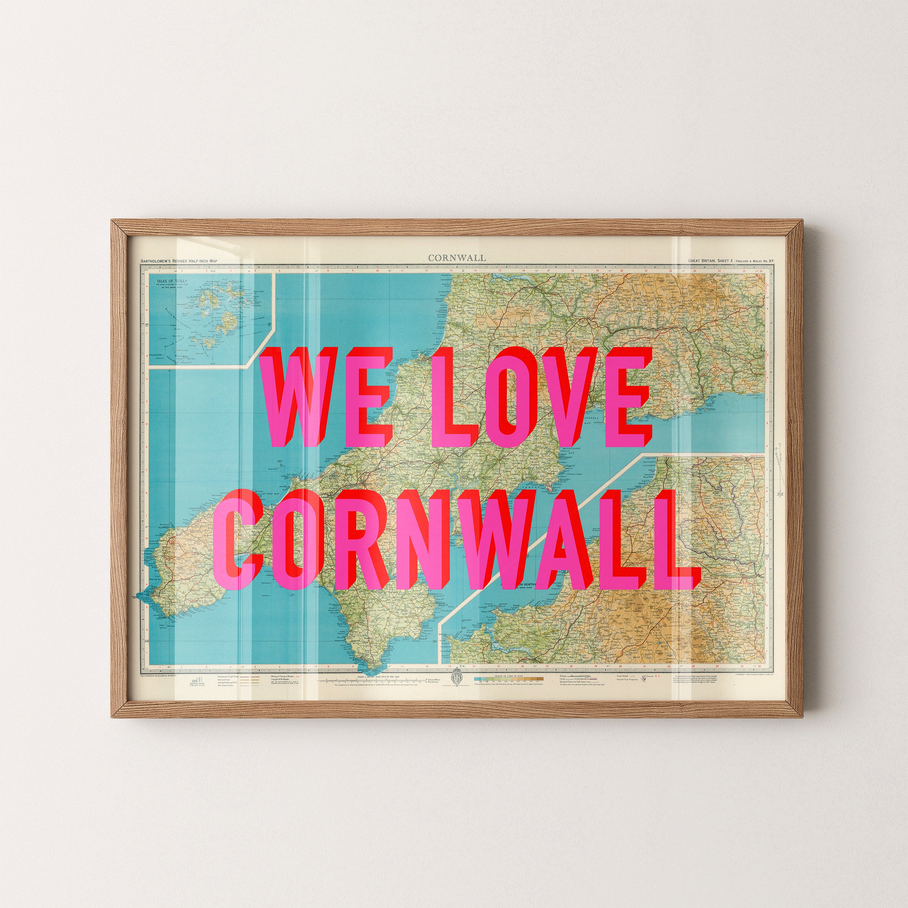 Cornwall Pop Art Map Print (landscape)