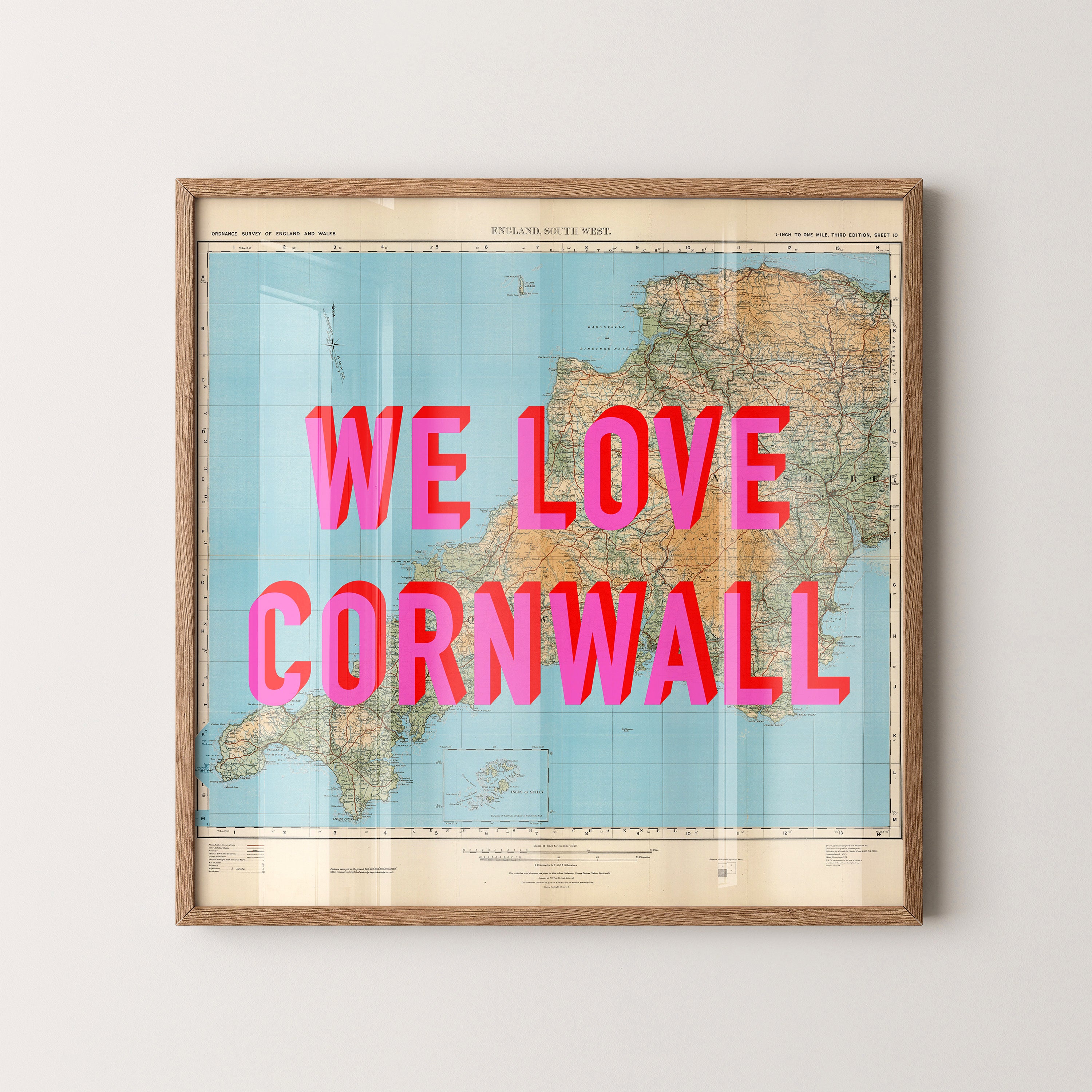 Cornwall Pop Art Map Print (square)