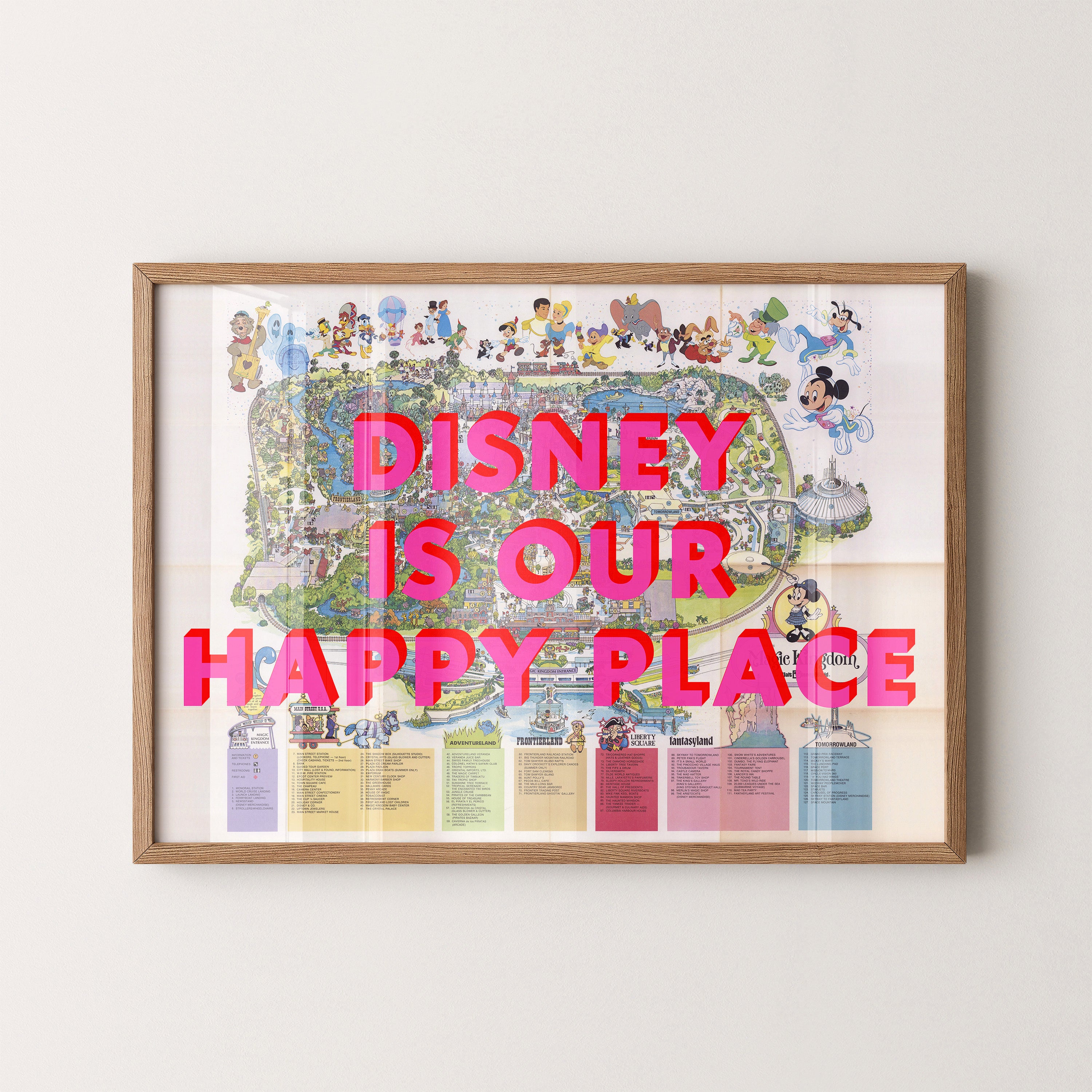 Disney World Florida Theme Park Pop Art Map Print (landscape)