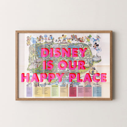 Disney World Florida Theme Park Pop Art Map Print (landscape)