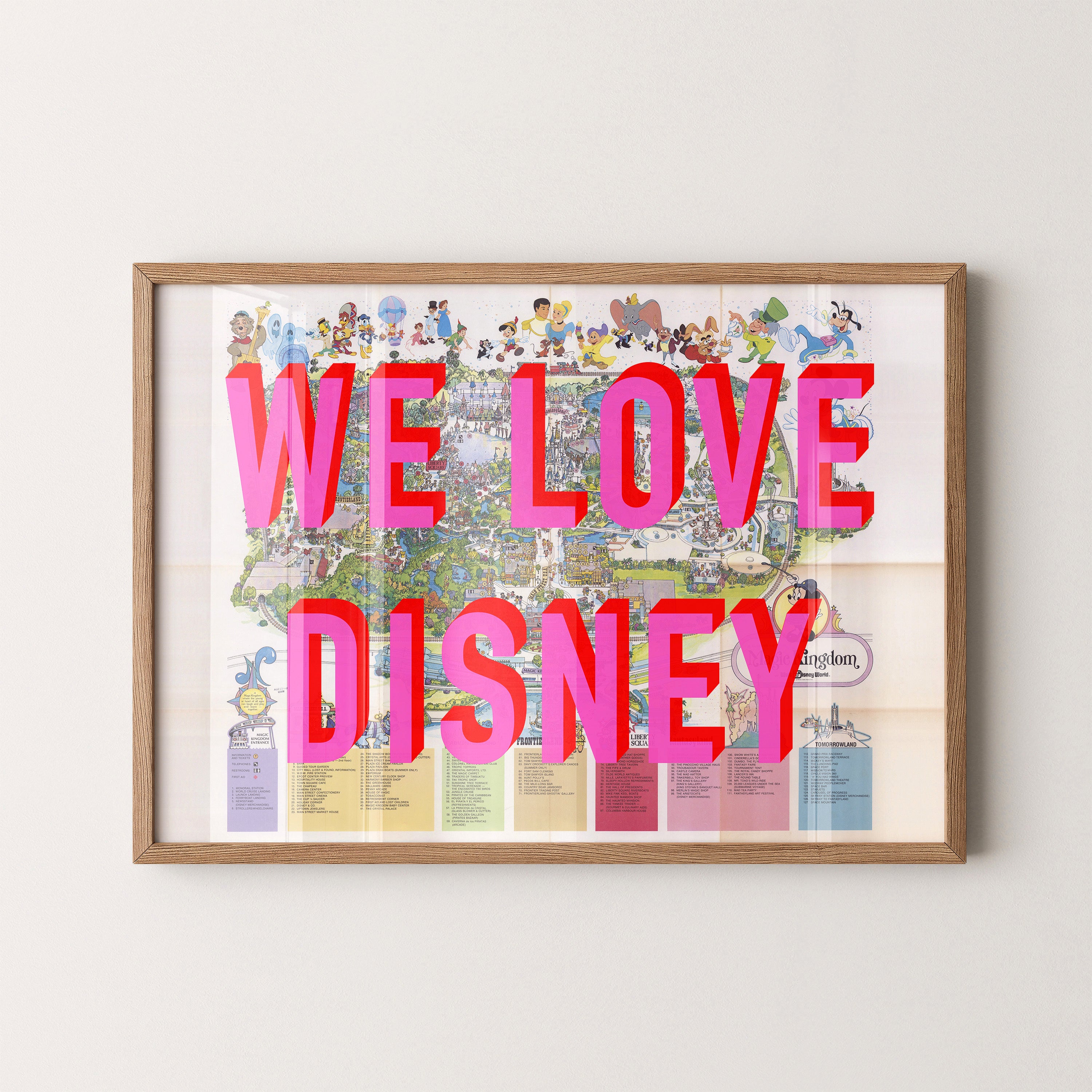 Disney World Florida Theme Park Pop Art Map Print (landscape)