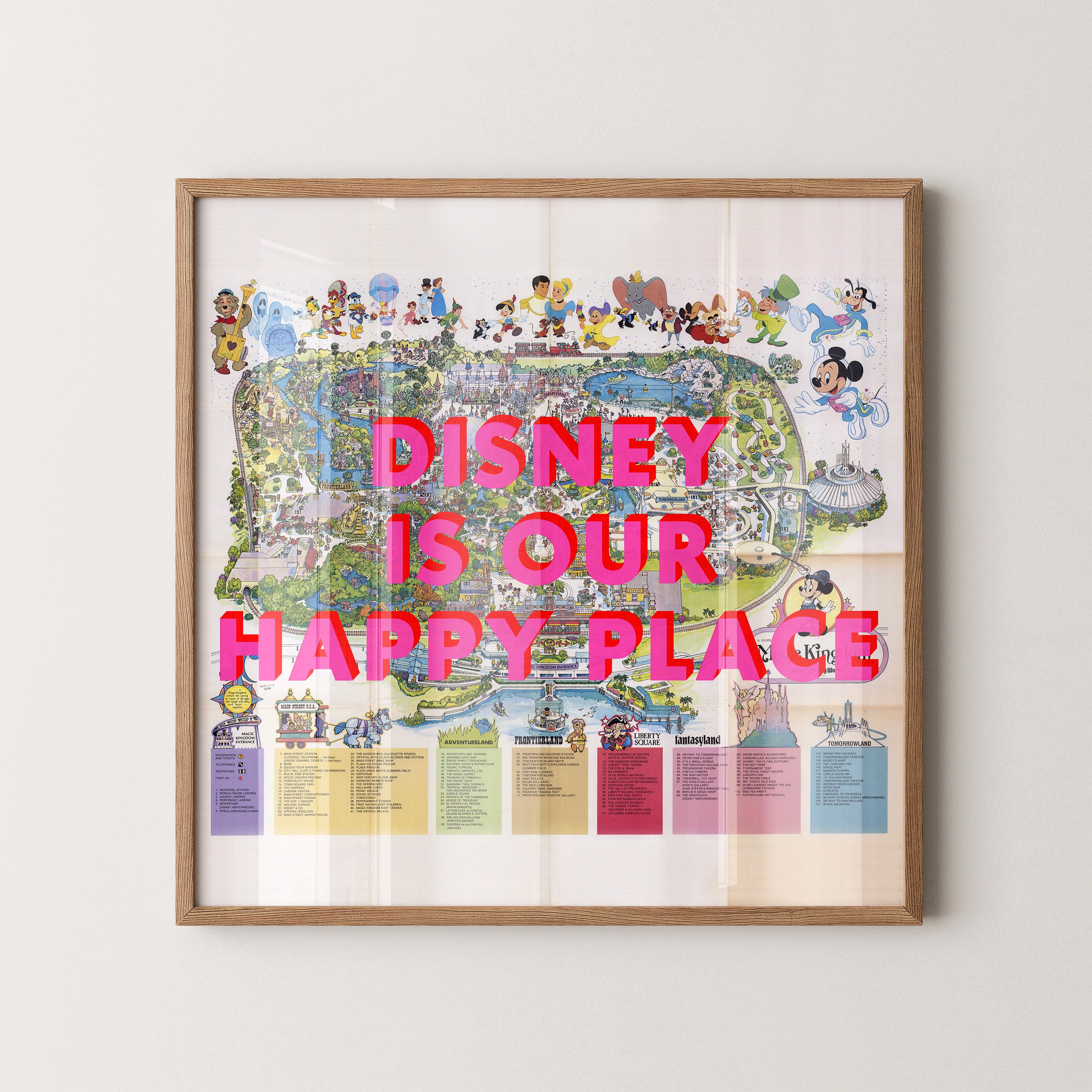 Disney World Florida Theme Park Pop Art Map Print (square)