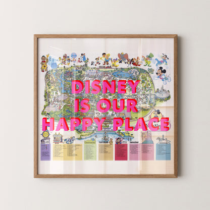 Disney World Florida Theme Park Pop Art Map Print (square)