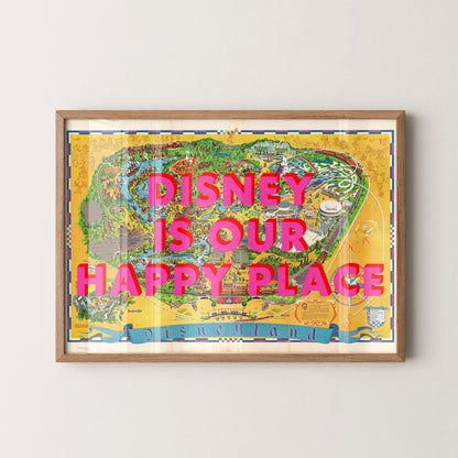 Disneyland California Theme Park Pop Art Map Print (landscape)