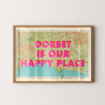 Dorset Pop Art Map Print (landscape)