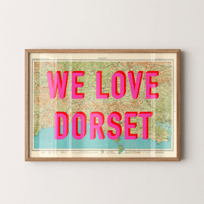 Dorset Pop Art Map Print (landscape)