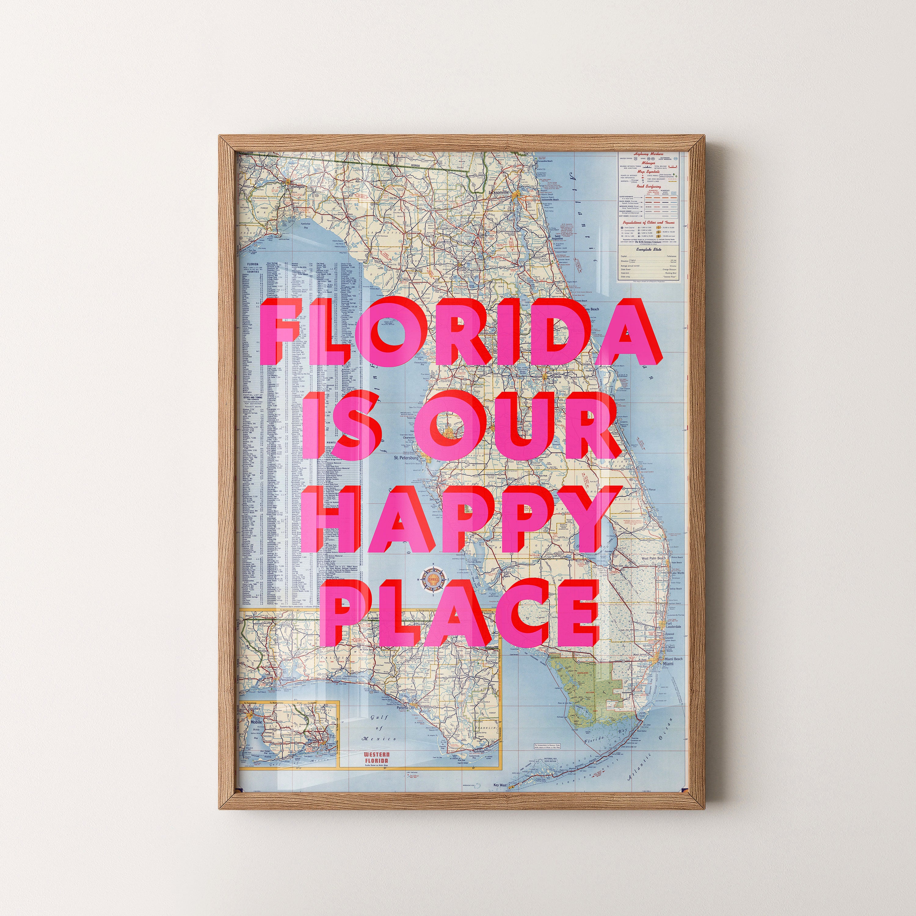 Florida Pop Art Map Print (portrait)
