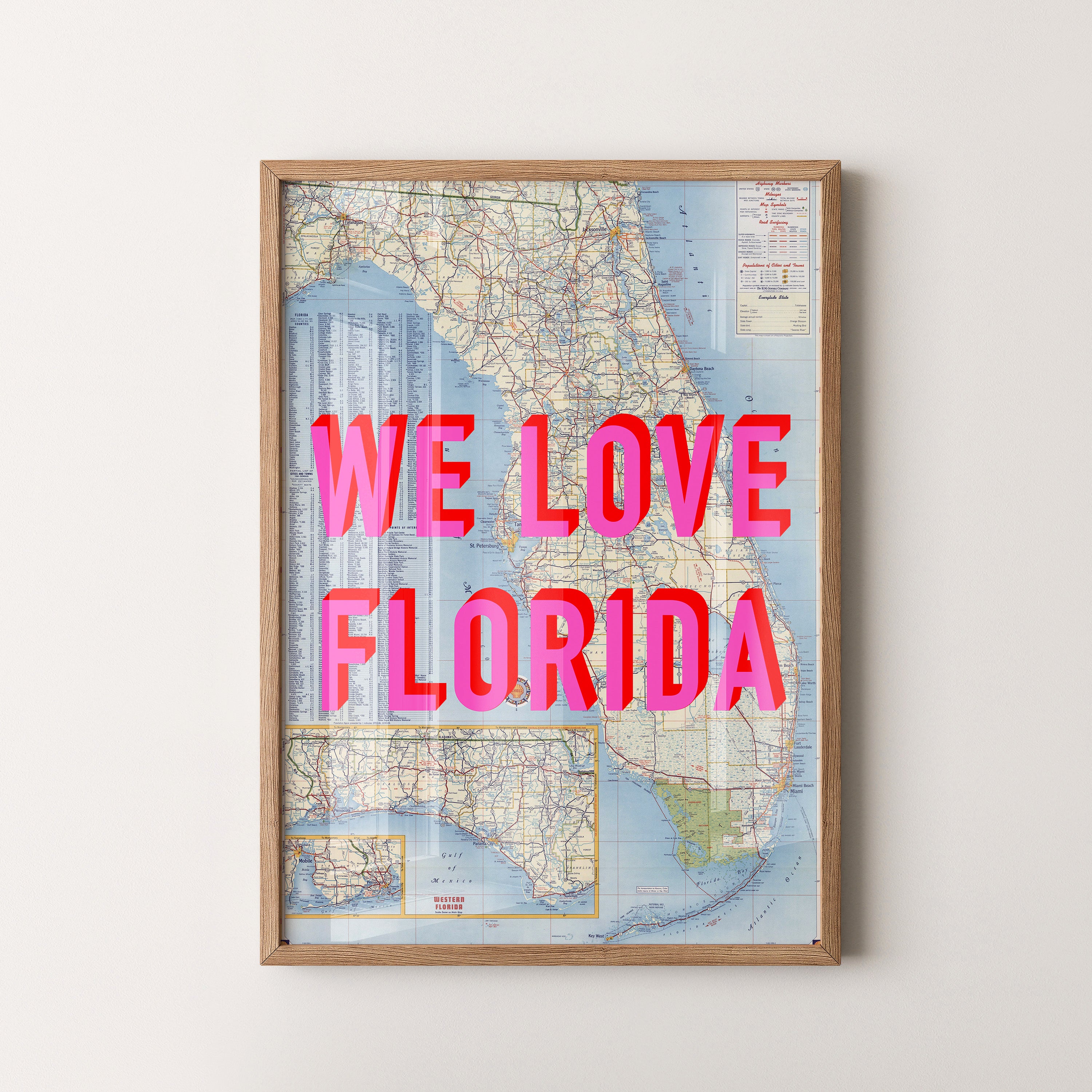 Florida Pop Art Map Print (portrait)