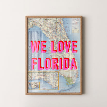 Florida Pop Art Map Print (portrait)