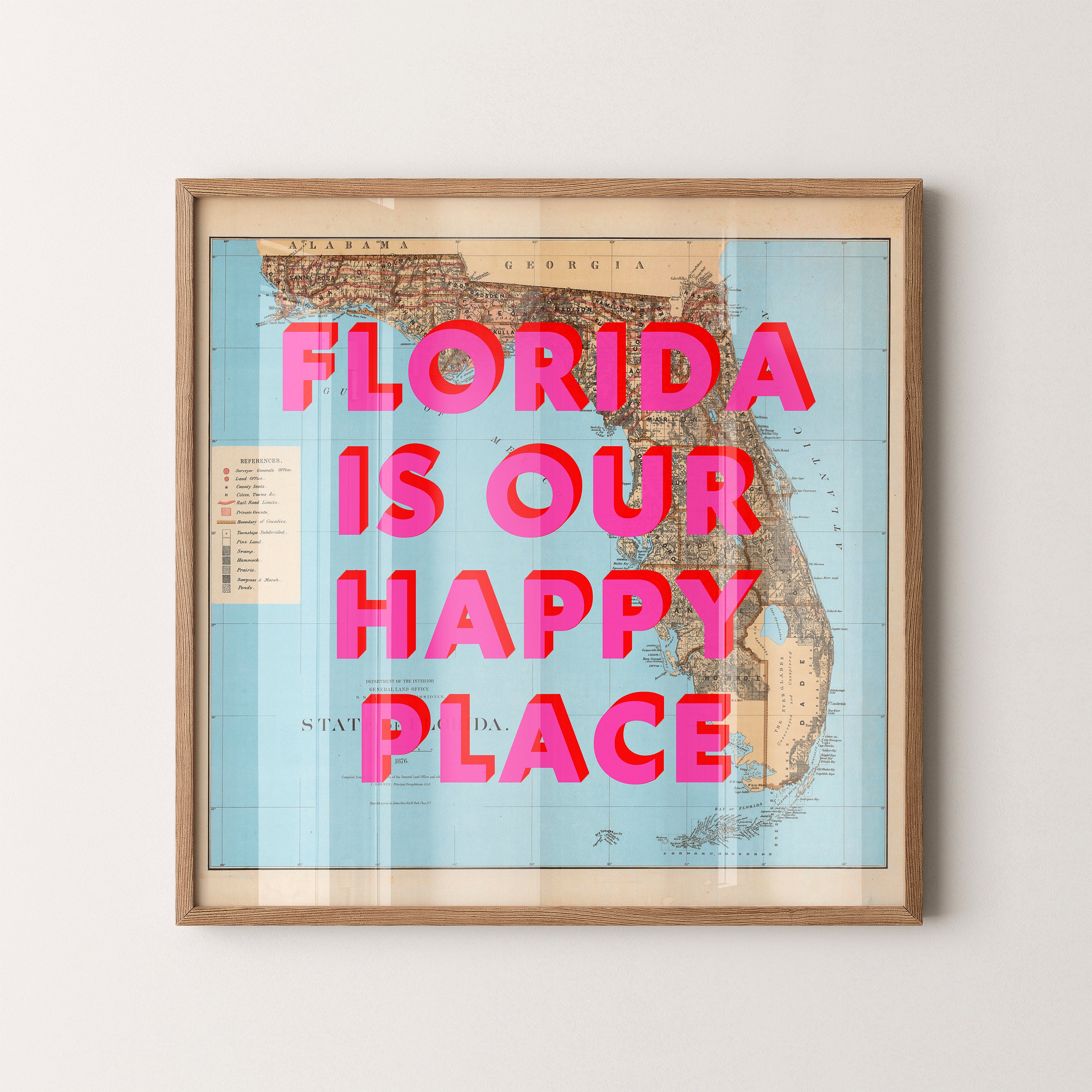 Florida Pop Art Map Print (square)