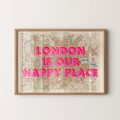 London Pop Art Map Print (landscape)