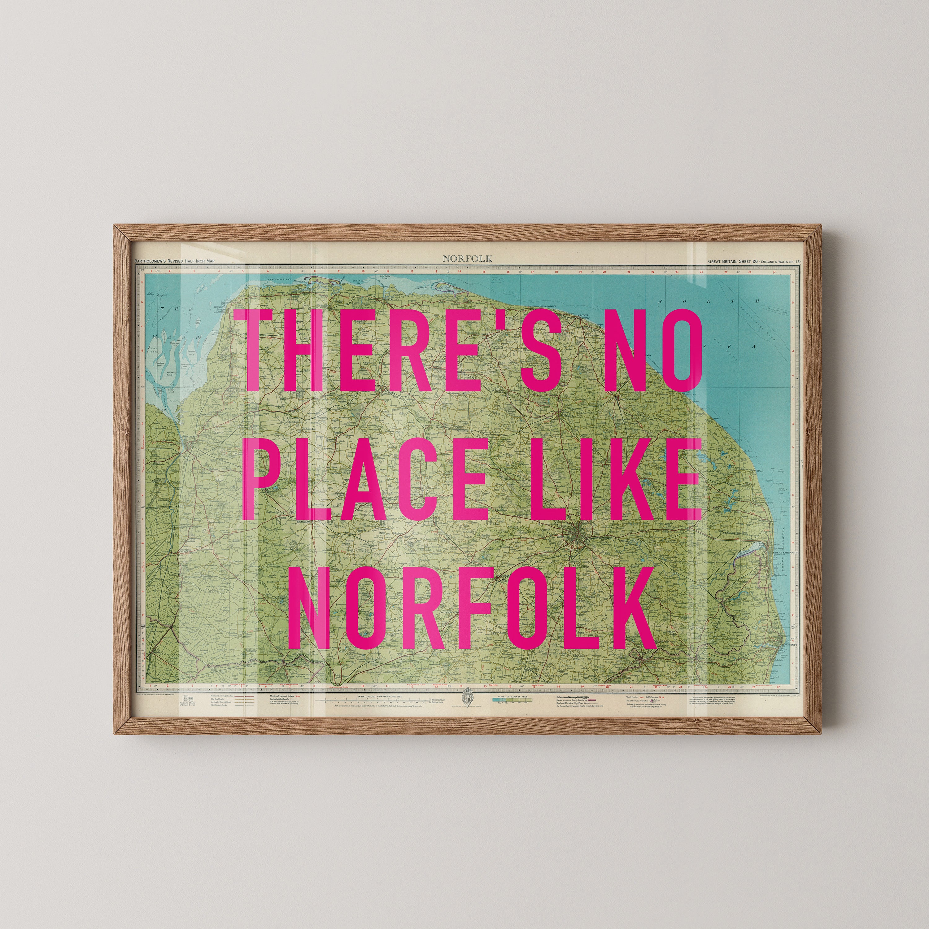 Norfolk Pop Art Map Print (landscape)