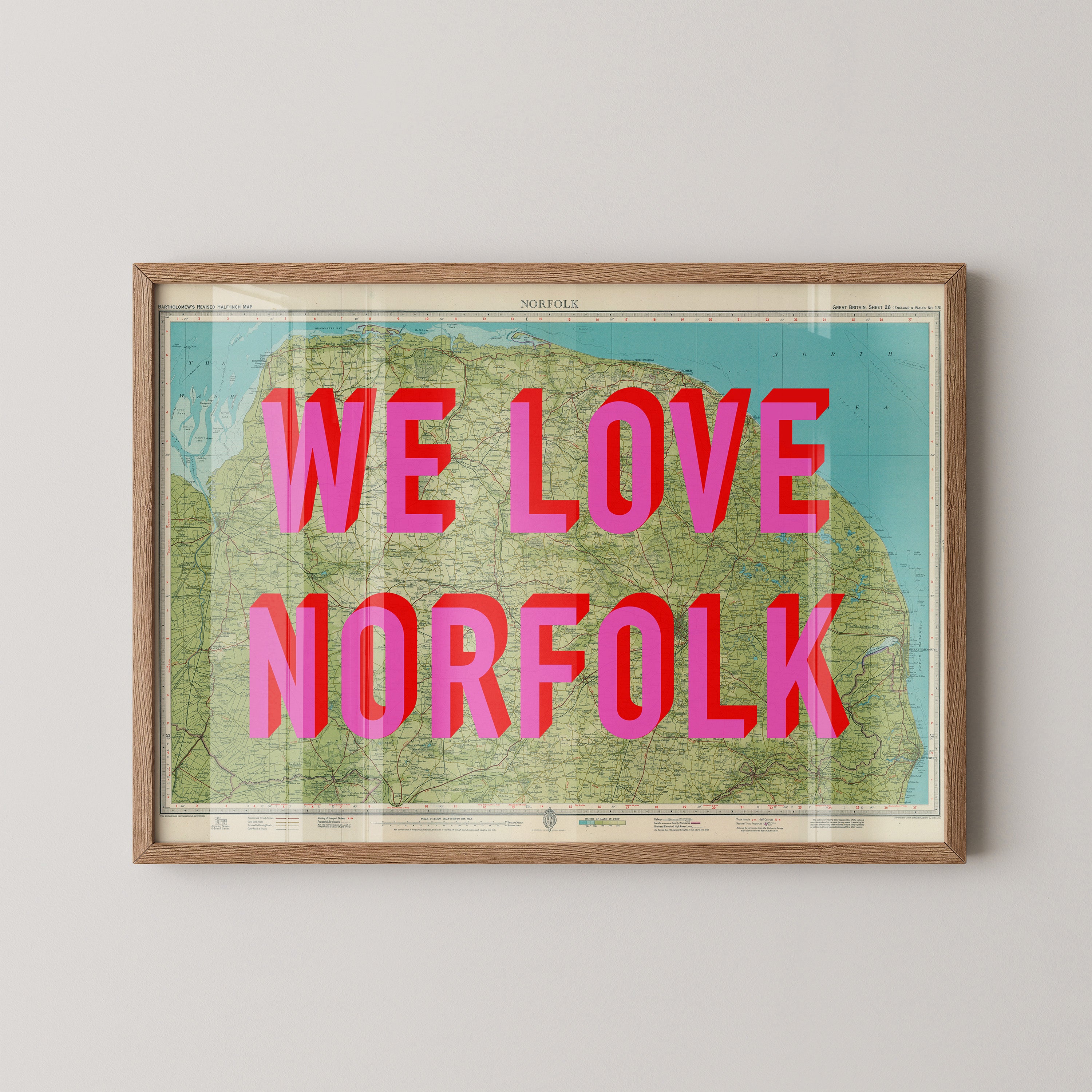 Norfolk Pop Art Map Print (landscape)