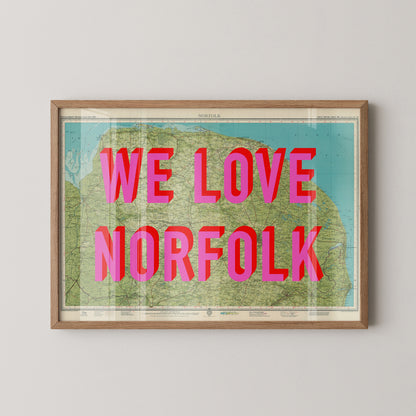 Norfolk Pop Art Map Print (landscape)