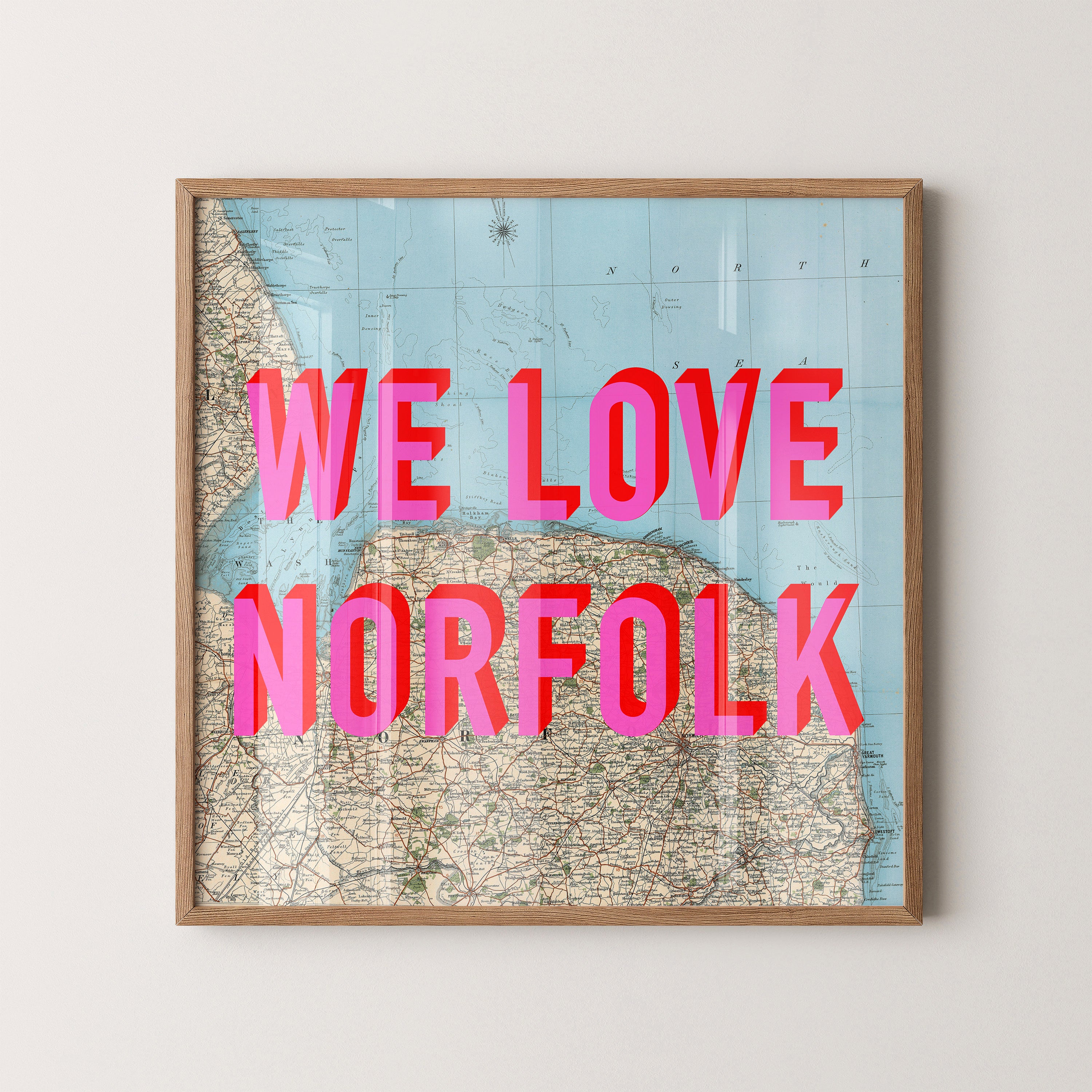 Norfolk Pop Art Map Print (square)