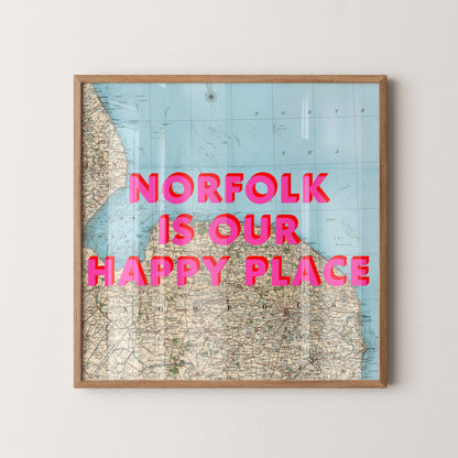 Norfolk Pop Art Map Print (square)