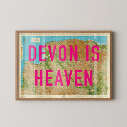 North Devon Pop Art Map Print (landscape)