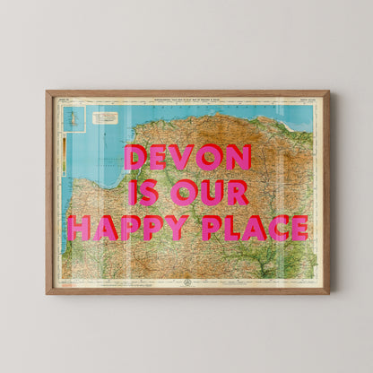 North Devon Pop Art Map Print (landscape)