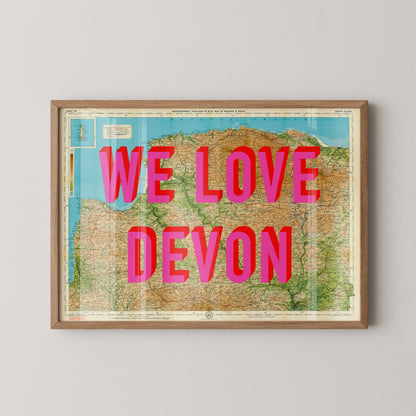 North Devon Pop Art Map Print (landscape)