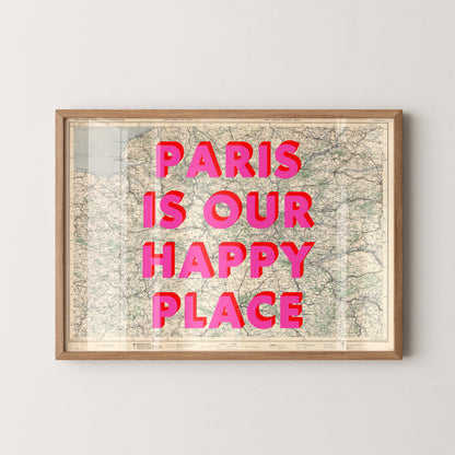 Paris Pop Art Map Print (landscape)