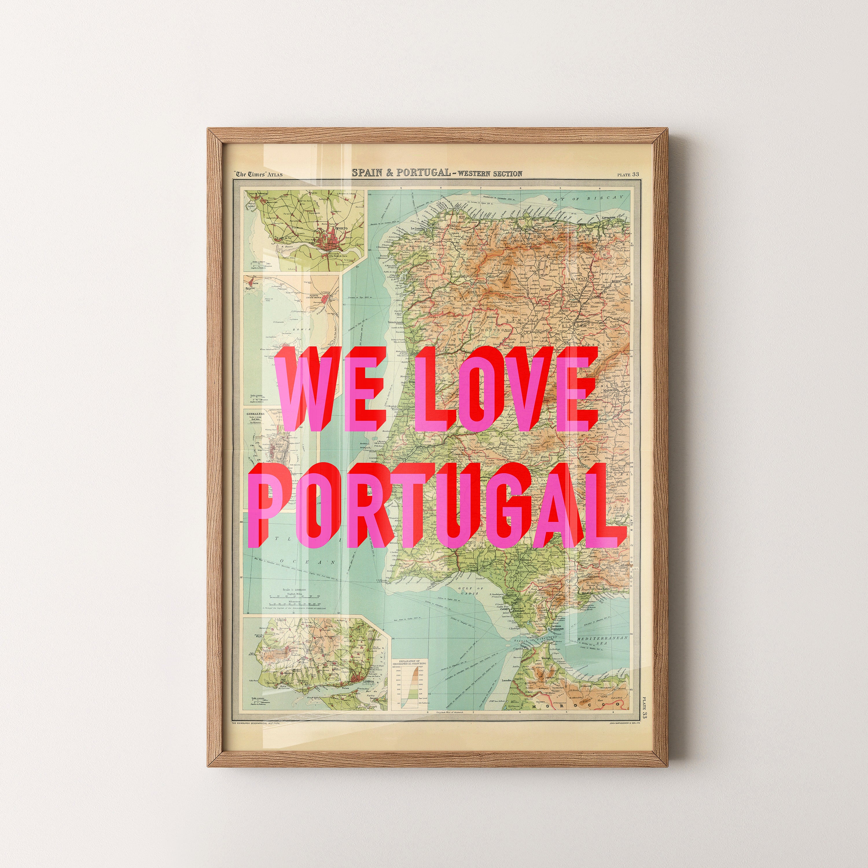 Portugal Pop Art Map Print (portrait)