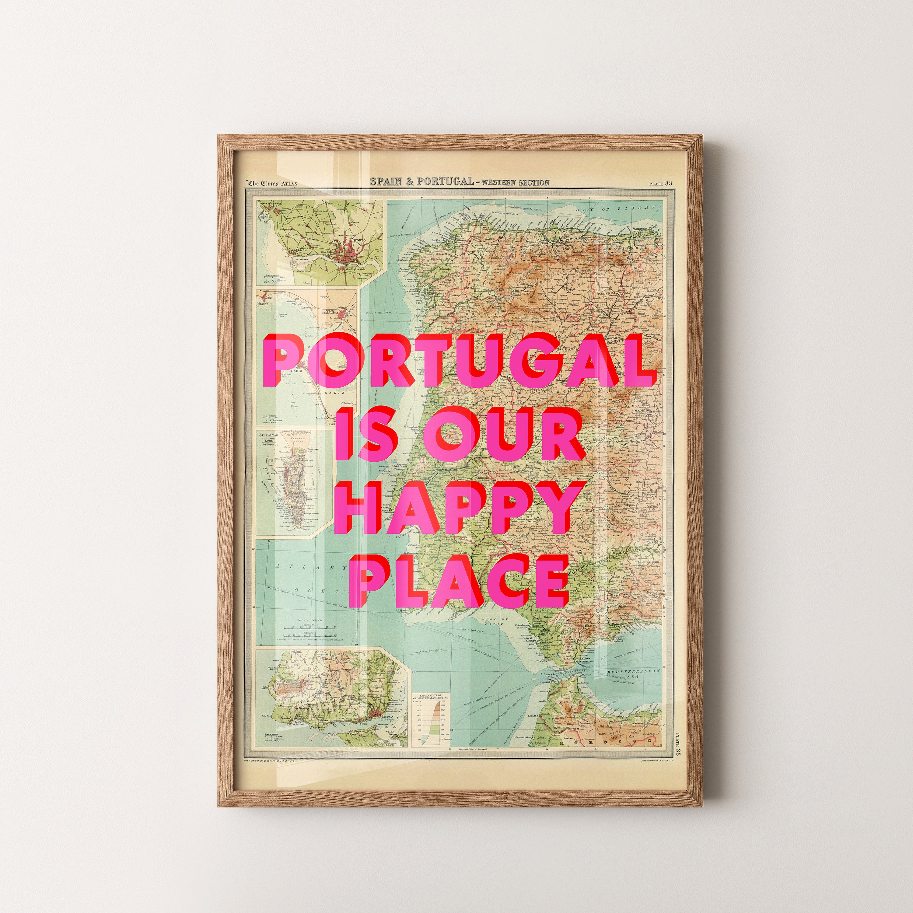 Portugal Pop Art Map Print (portrait)