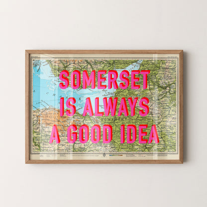 Somerset Pop Art Map Print (landscape)