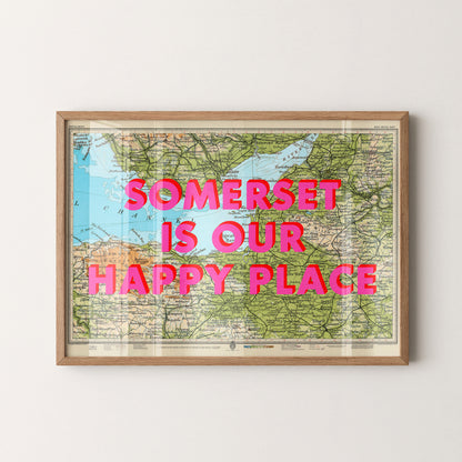 Somerset Pop Art Map Print (landscape)