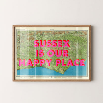 Sussex Pop Art Map Print (landscape)