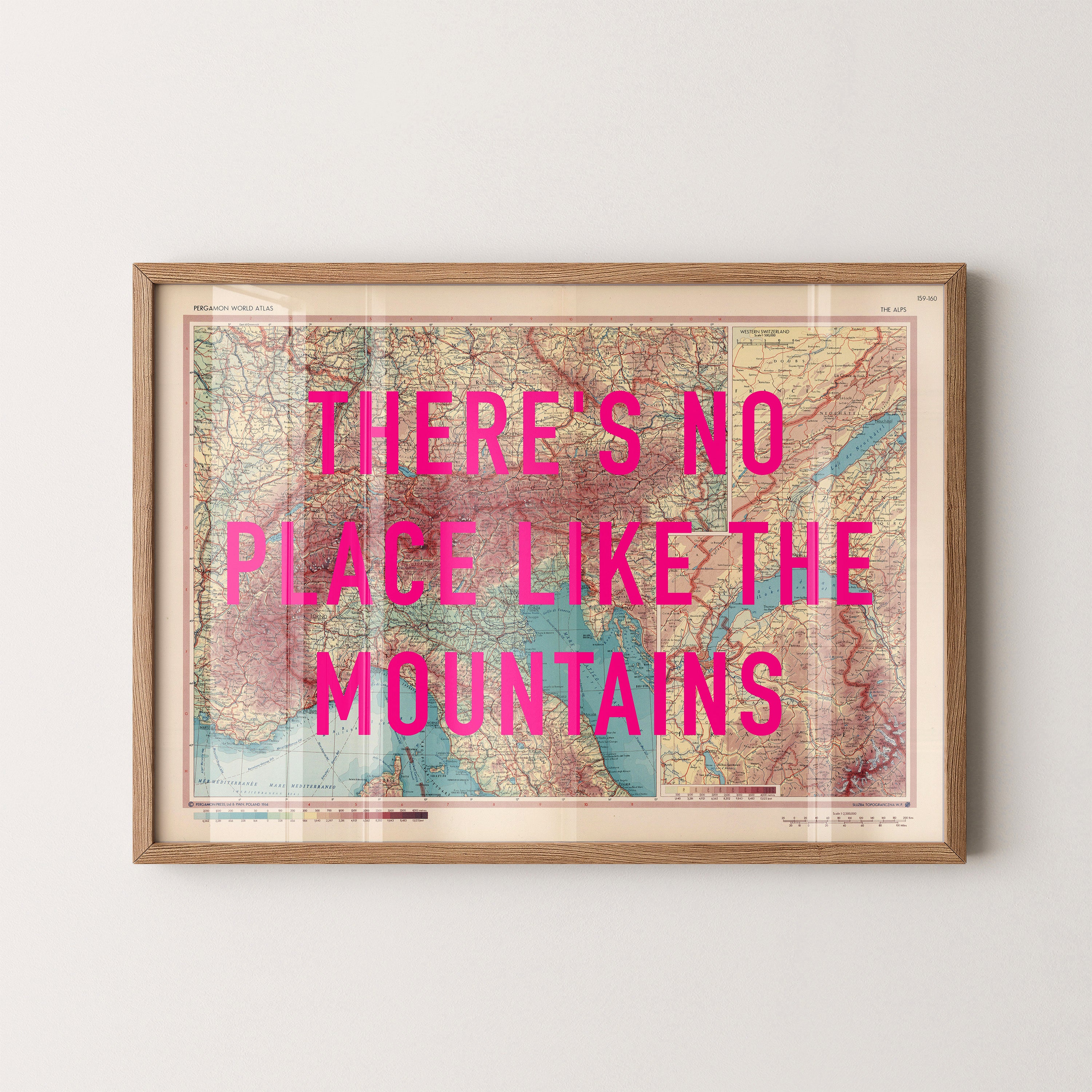 The Alps Pop Art Map Print (landscape)
