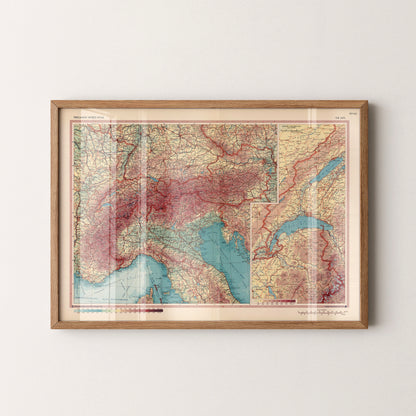 The Alps Pop Art Map Print (landscape)