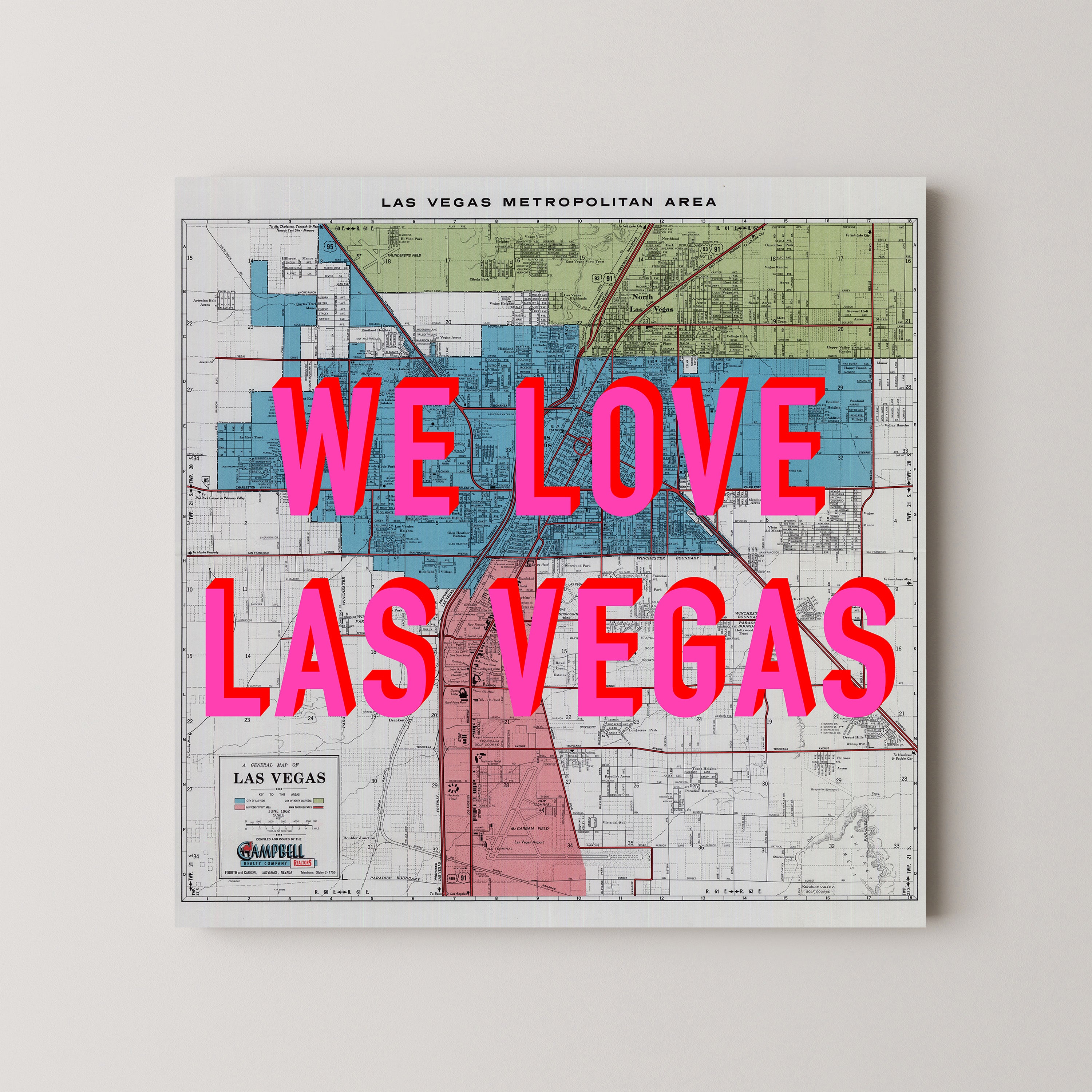 Las Vegas Pop Art Map Print (square)