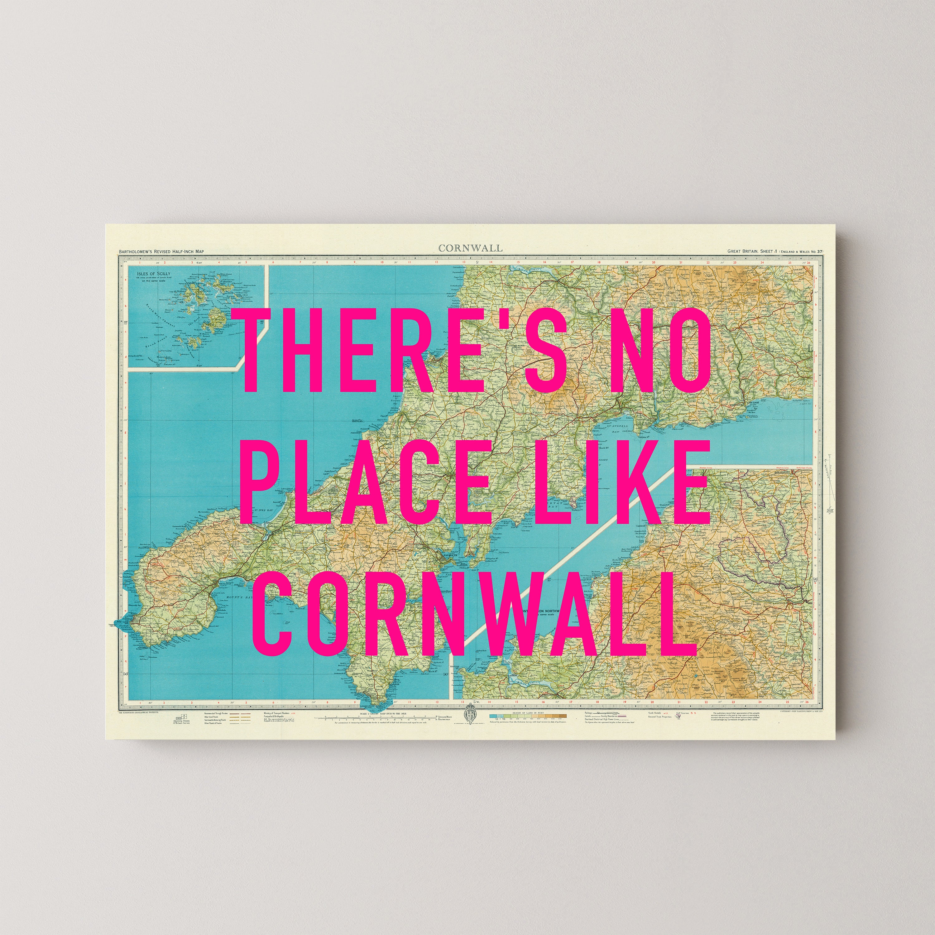 Cornwall Pop Art Map Print (landscape)
