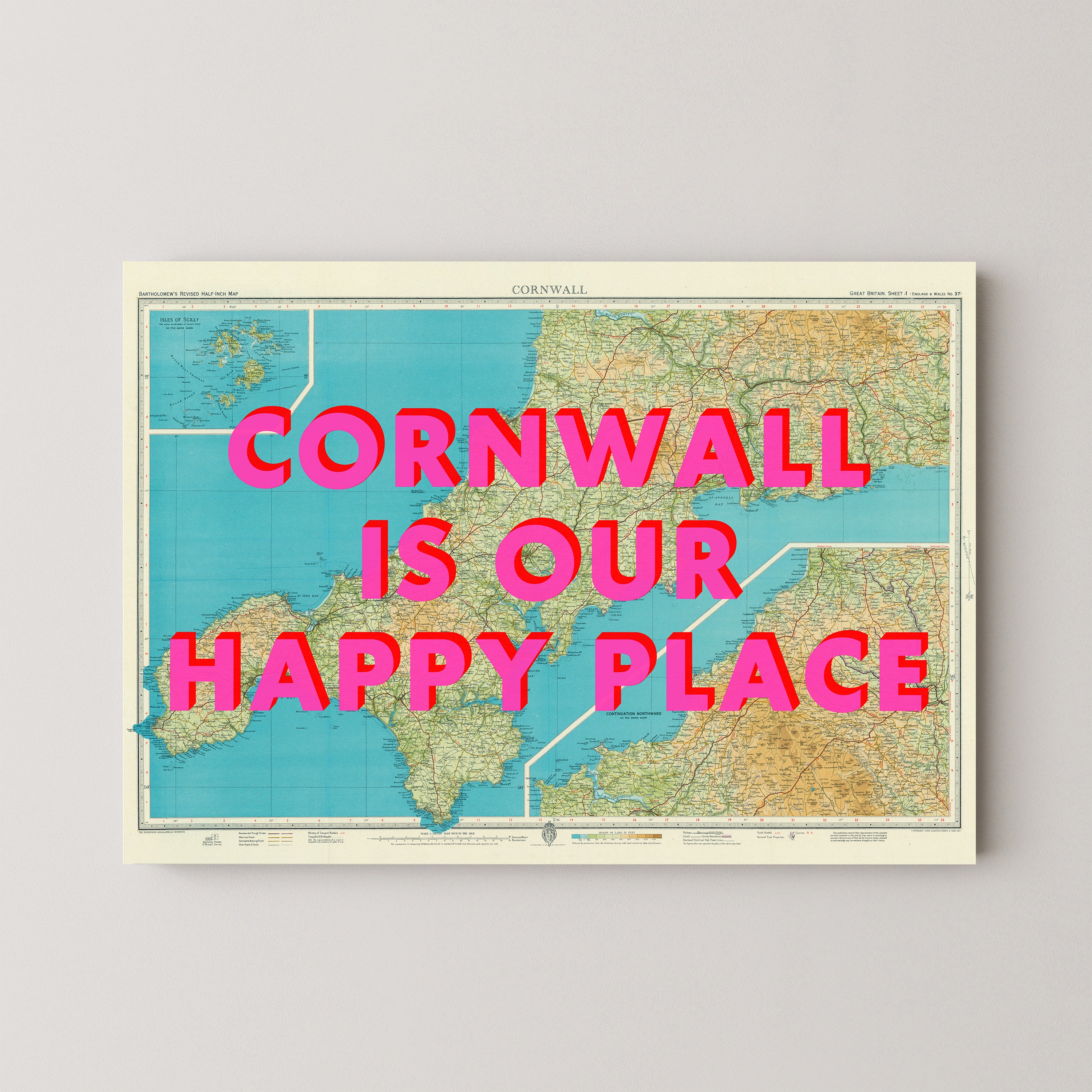 Cornwall Pop Art Map Print (landscape)
