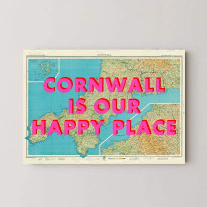 Cornwall Pop Art Map Print (landscape)