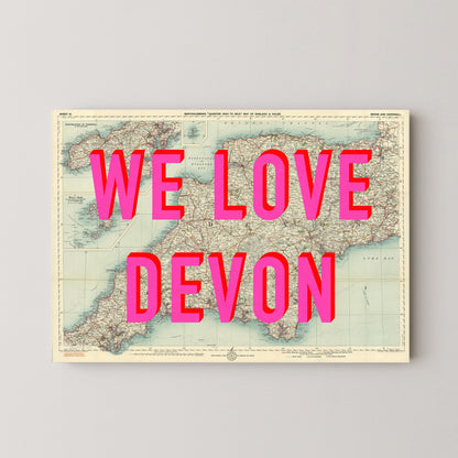 Devon Pop Art Map Print (landscape)