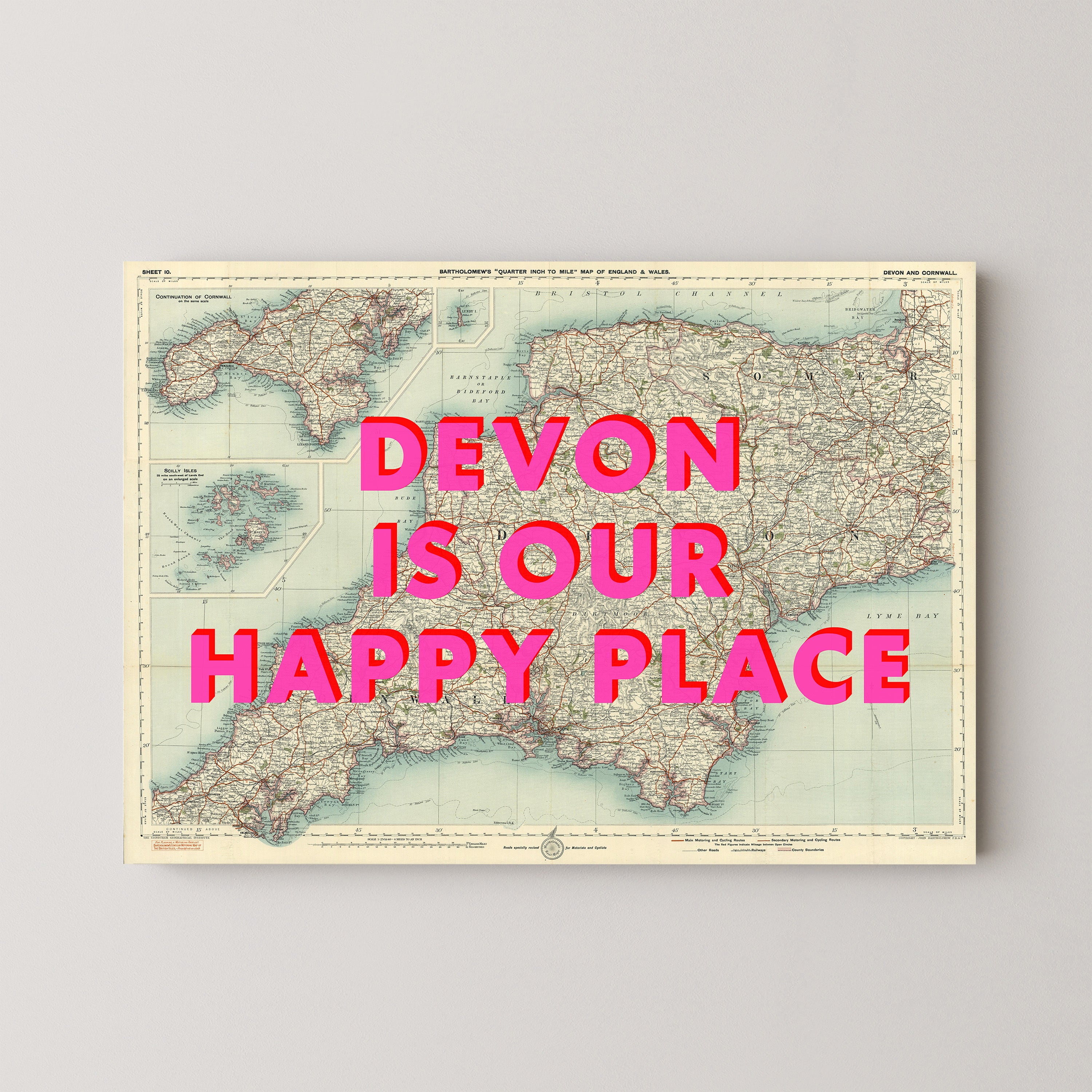 Devon Pop Art Map Print (landscape)