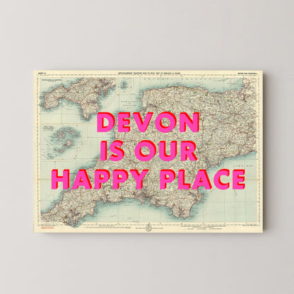 Devon Pop Art Map Print (landscape)
