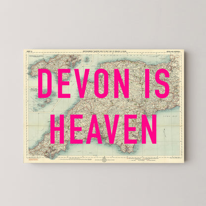 Devon Pop Art Map Print (landscape)