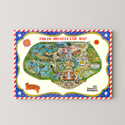 Disneyland Tokyo Theme Park Pop Art Map Print (landscape)