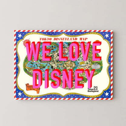 Disneyland Tokyo Theme Park Pop Art Map Print (landscape)