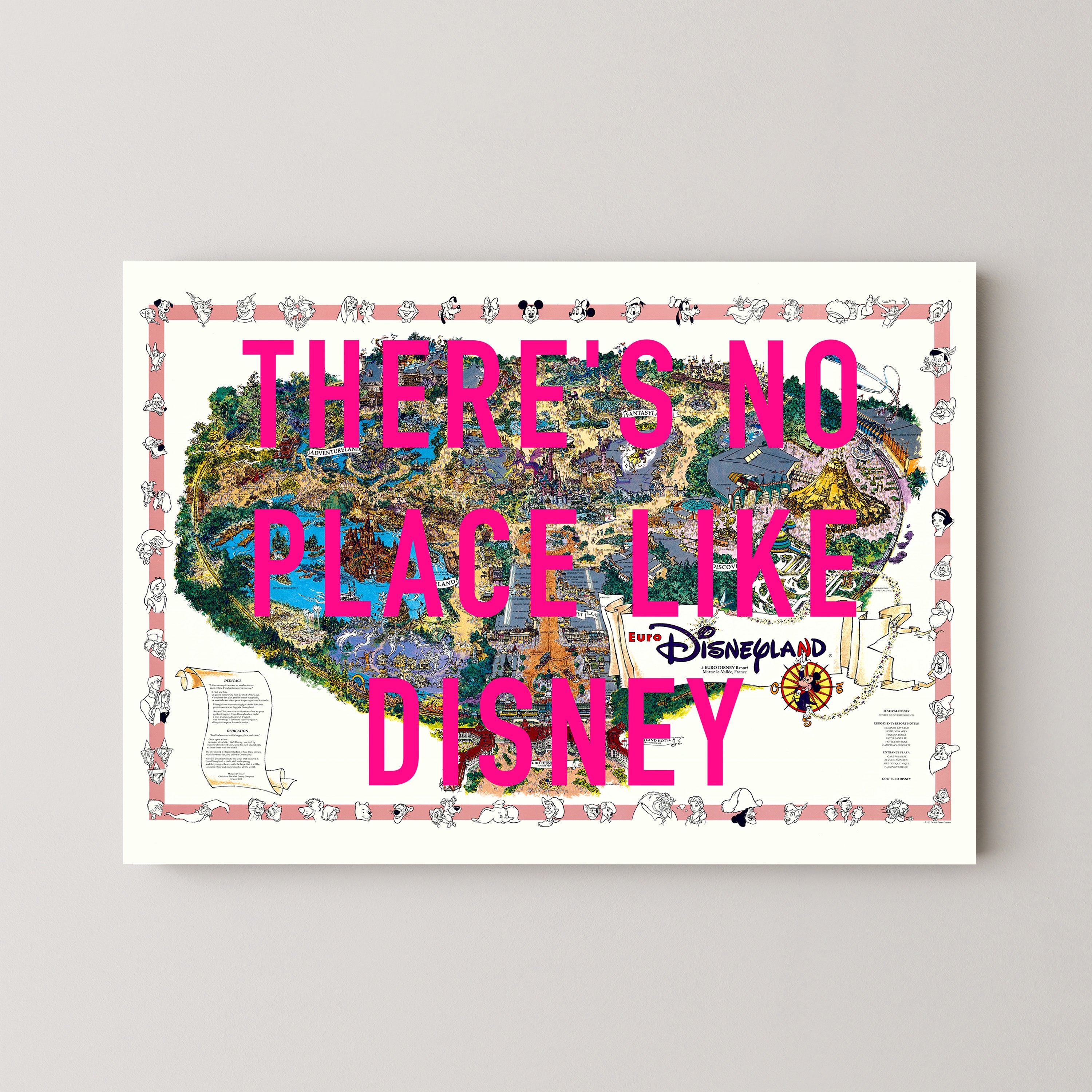Disneyland Paris Theme Park Pop Art Map Print (landscape)
