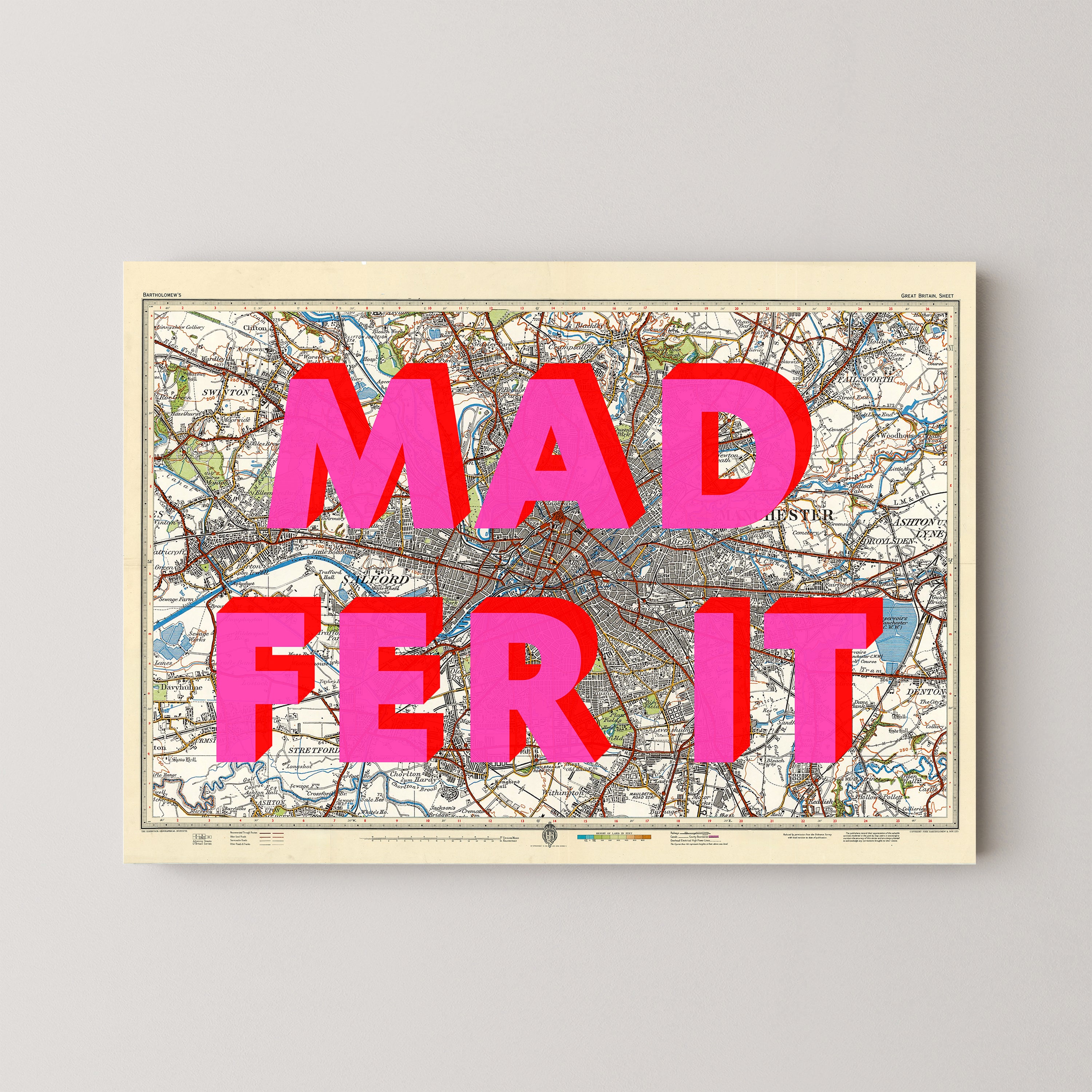 Manchester Pop Art Map Print (landscape)