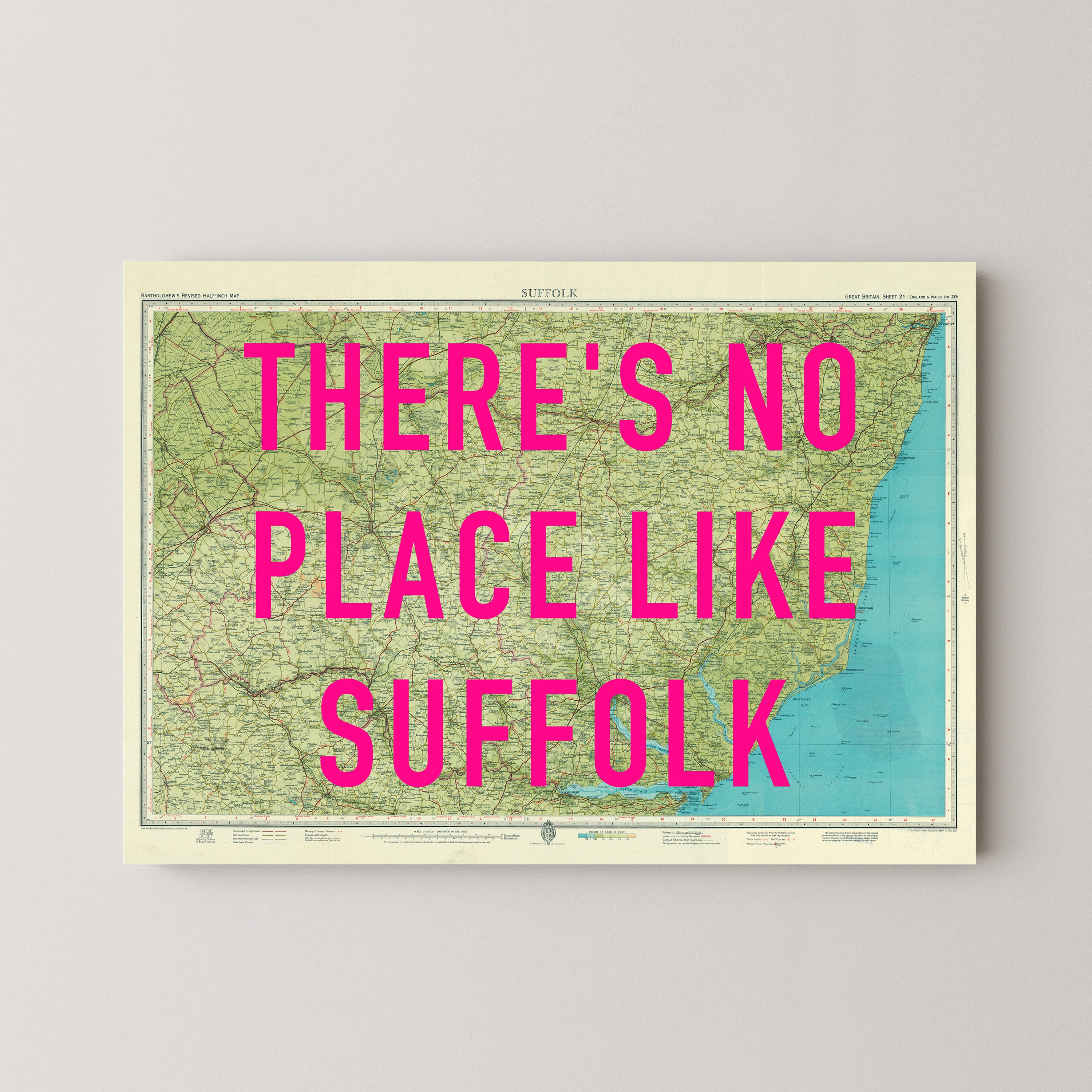 Suffolk Pop Art Map Print (landscape)