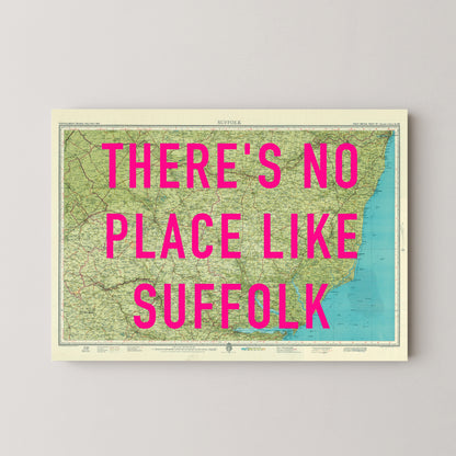Suffolk Pop Art Map Print (landscape)