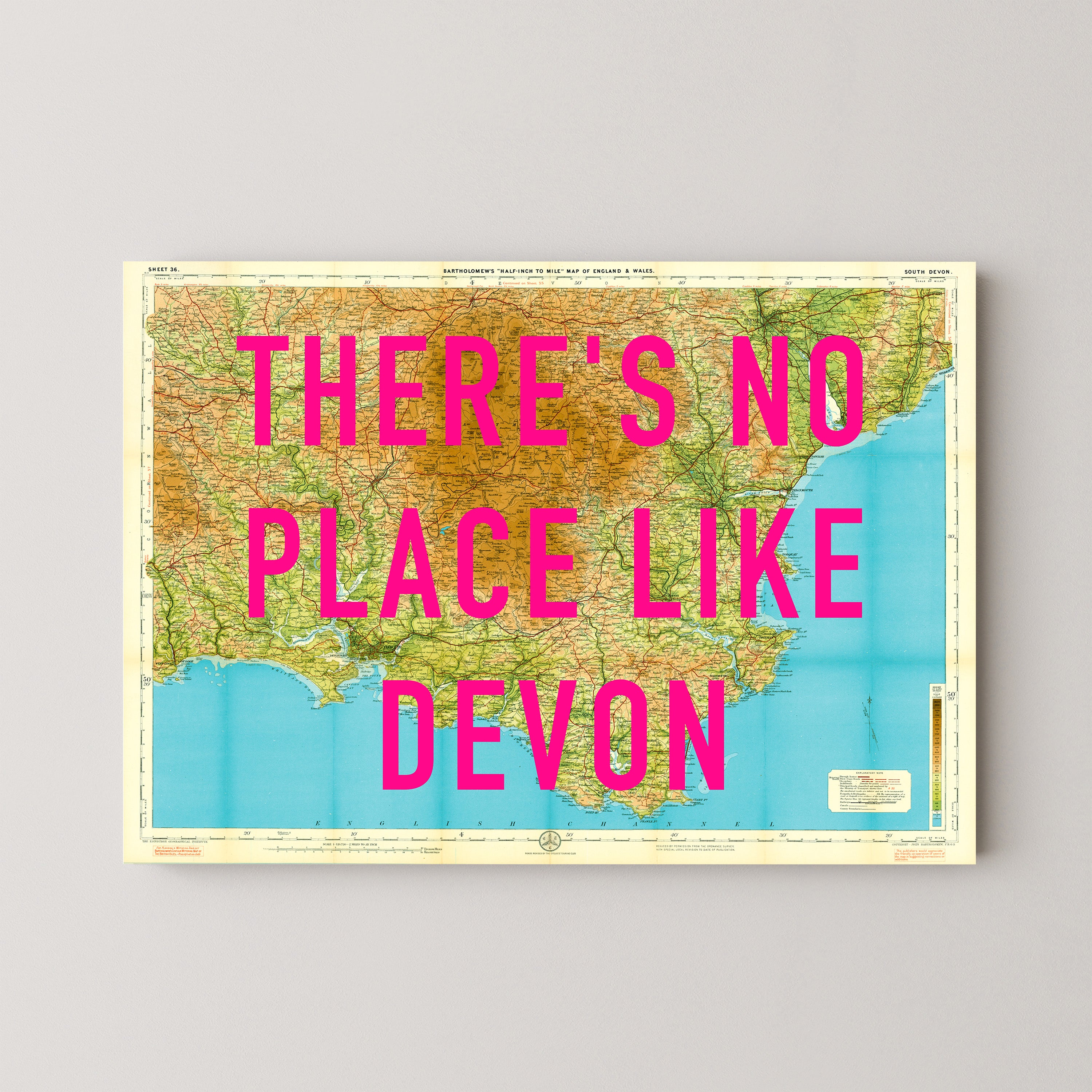 South Devon Pop Art Map Print (landscape)