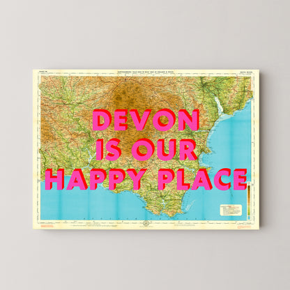 South Devon Pop Art Map Print (landscape)